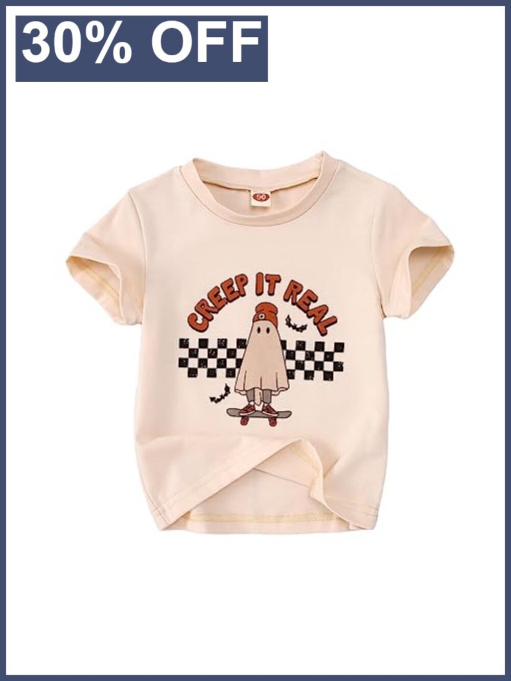 Toddler Halloween Ghost T-Shirt Cotton Blend Short Sleeve